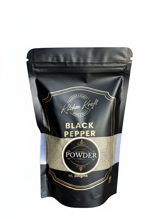 Kitchen Kraft Black Pepper Powder | Premium Ground Pepper from Wayanad, Kerala | Strong Aroma & Bold Flavor |