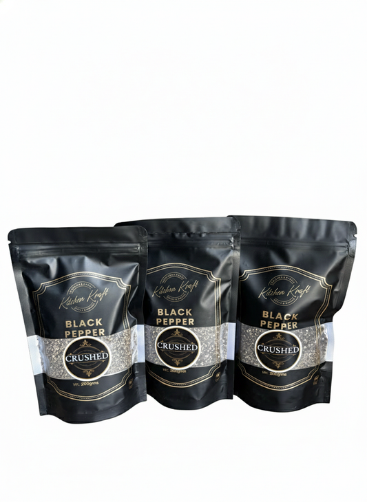 Kitchen Kraft Crushed Black Pepper | Coarsely Ground Pepper from Wayanad, Kerala | Strong Aroma & Bold Flavor |