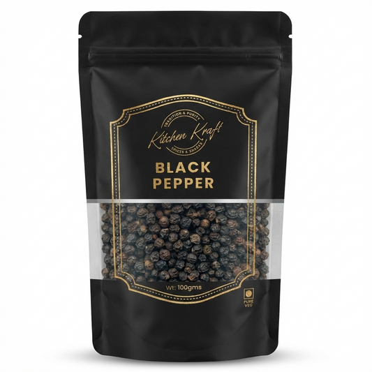 Kitchen Kraft Whole Black Pepper – Premium Handpicked Peppercorns from Wayanad, Kera