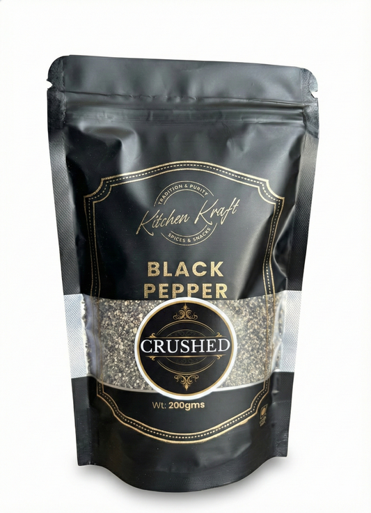 Kitchen Kraft Crushed Black Pepper | Coarsely Ground Pepper from Wayanad, Kerala | Strong Aroma & Bold Flavor |