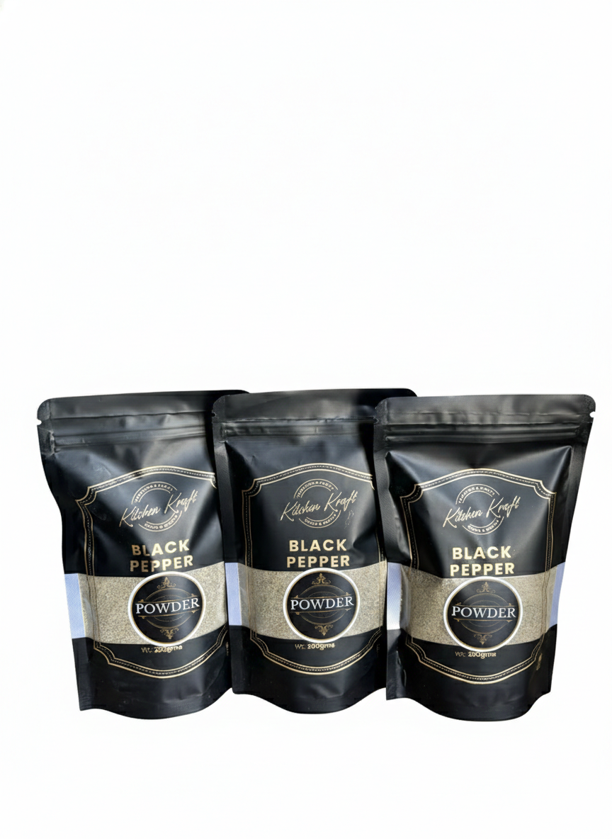 Kitchen Kraft Black Pepper Powder | Premium Ground Pepper from Wayanad, Kerala | Strong Aroma & Bold Flavor |