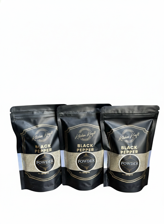 Kitchen Kraft Black Pepper Powder | Premium Ground Pepper from Wayanad, Kerala | Strong Aroma & Bold Flavor |